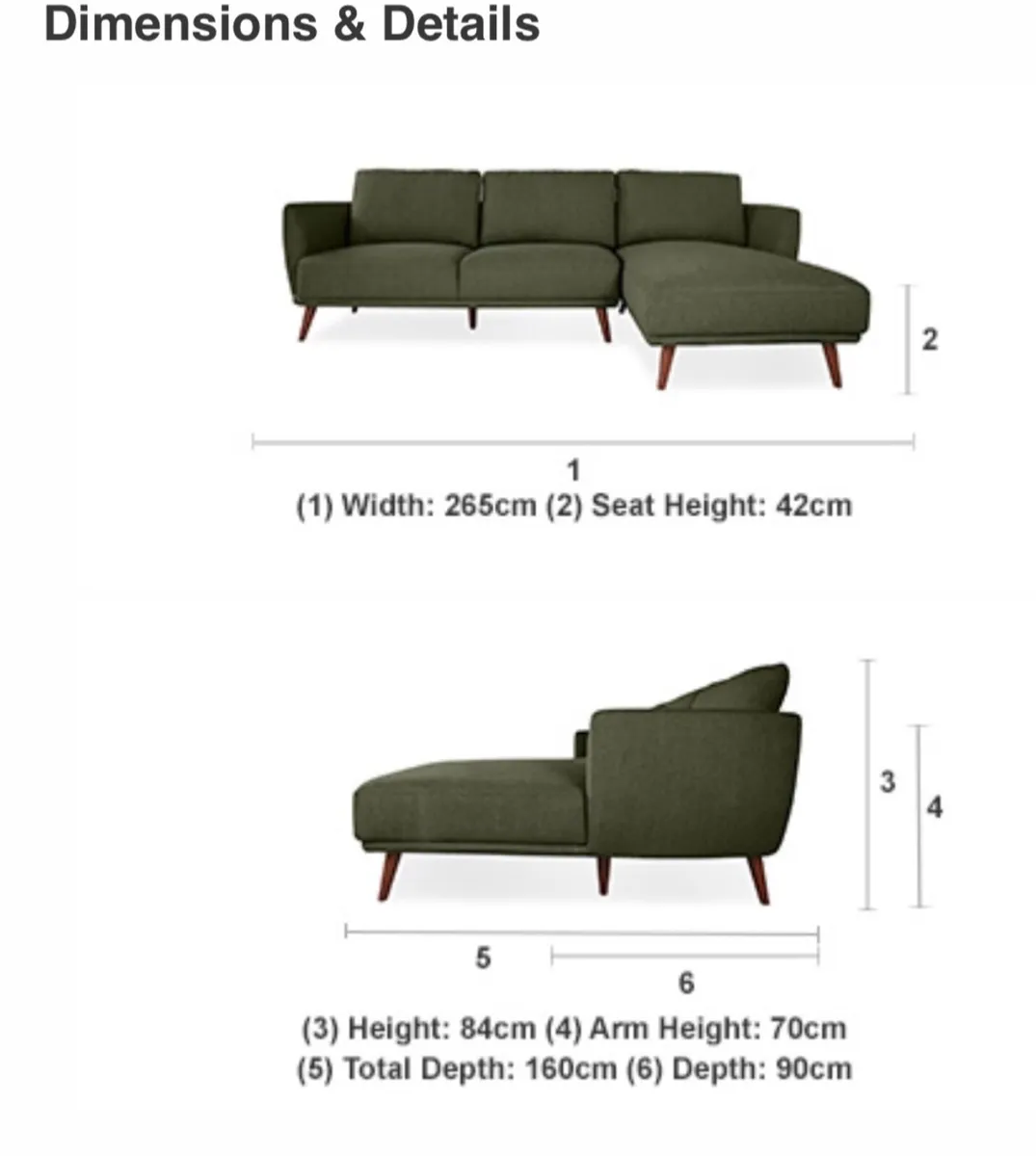 Moss Green RH Corner Sofa - Image 4