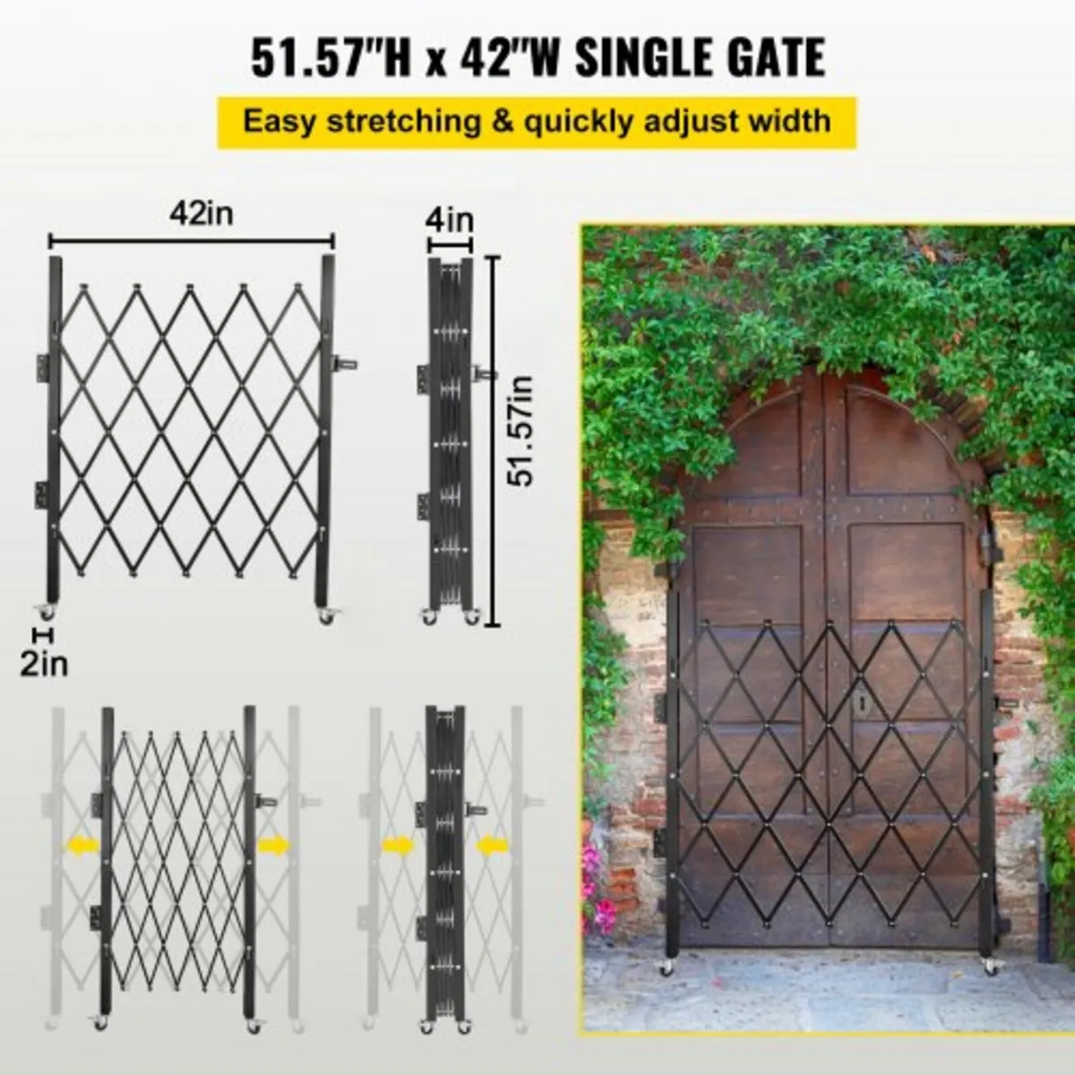 Single Folding Security Gate, 180 × 161 cm(W × H) - Image 3