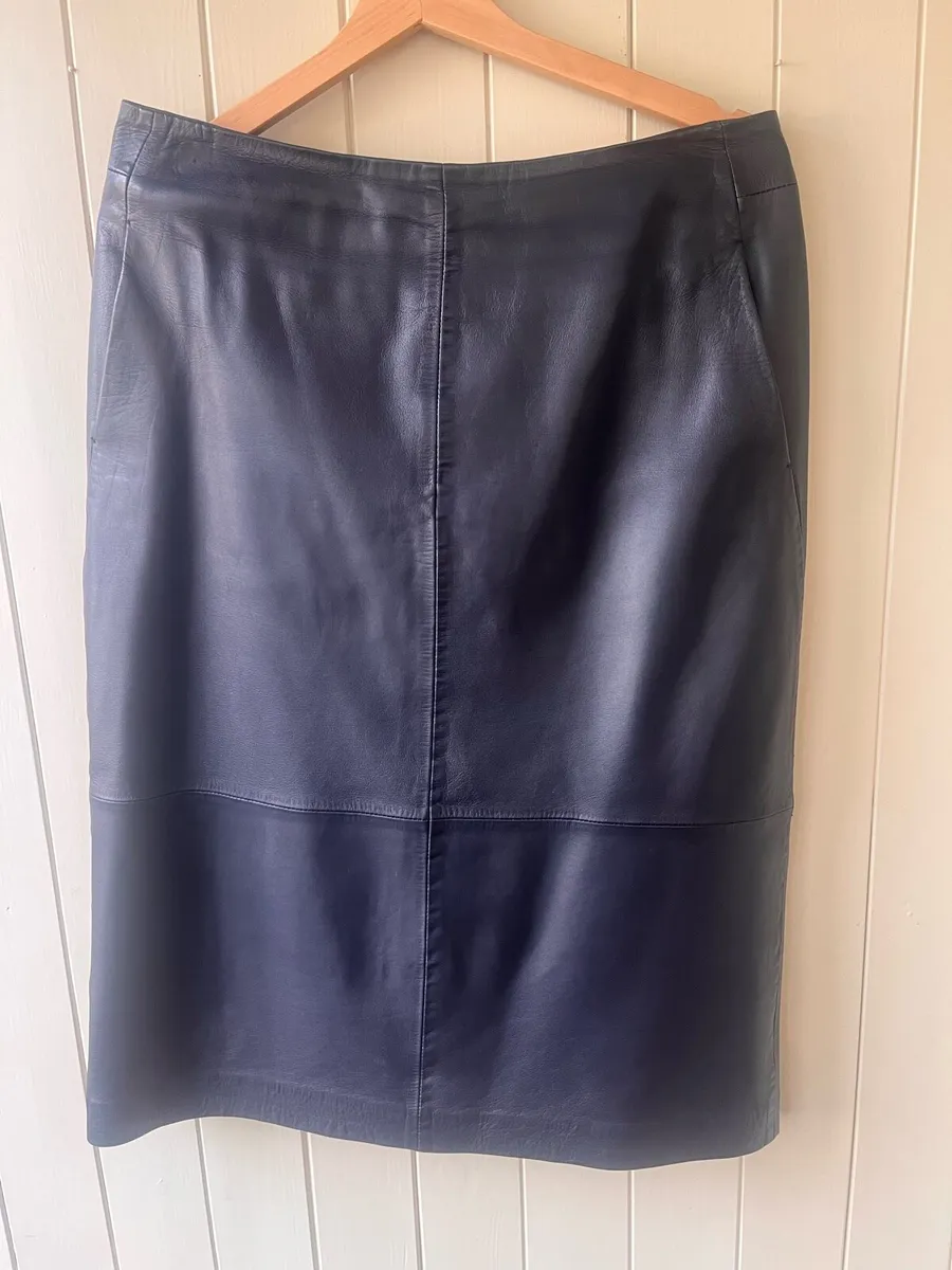 Pauline Costelloe Navy leather skirt - Image 1
