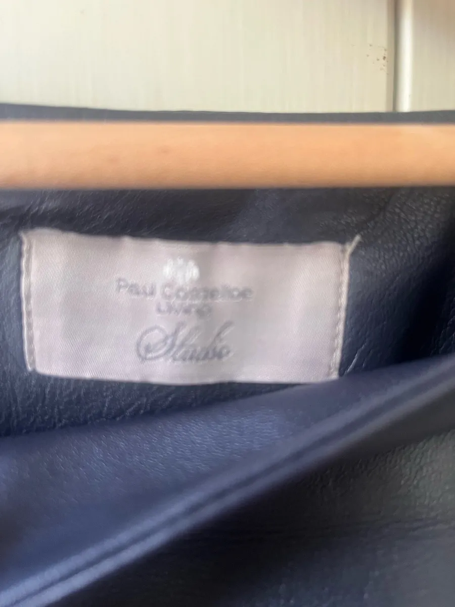 Pauline Costelloe Navy leather skirt - Image 3