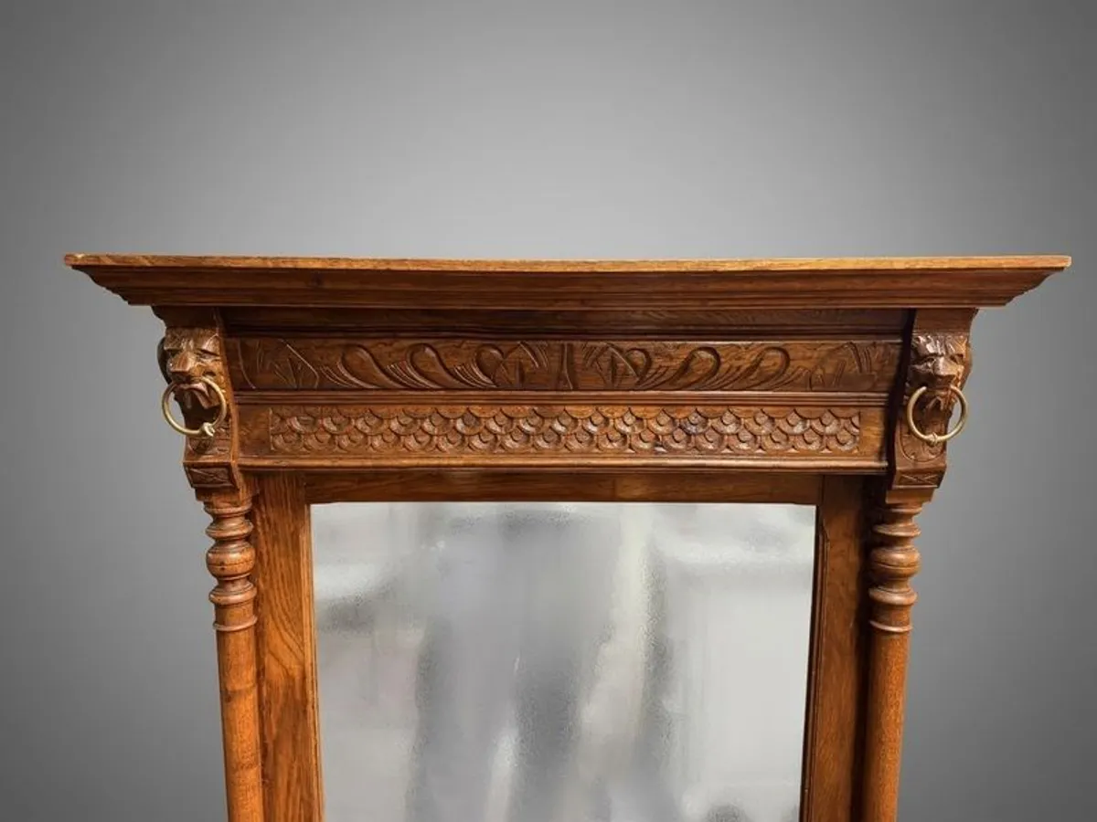 Late 19th Century Belgian Mechelen Carved Oak Mirror - Image 2