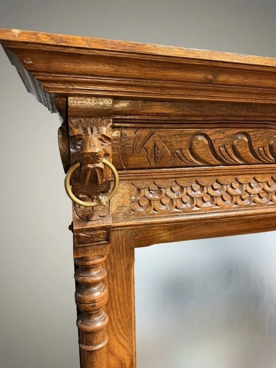 Late 19th Century Belgian Mechelen Carved Oak Mirror - Image 3