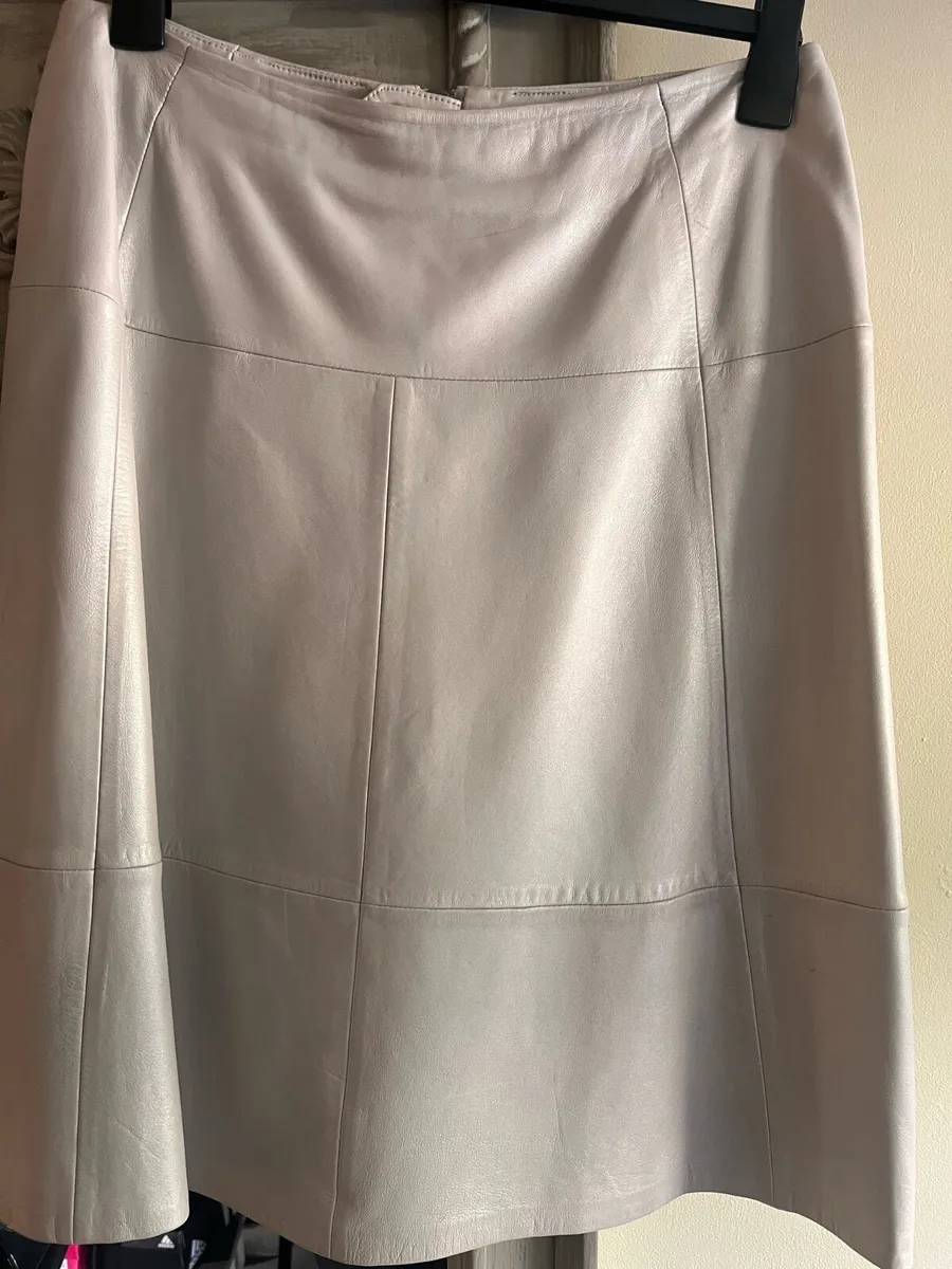 Autograph soft pale grey leather skirt - Image 1