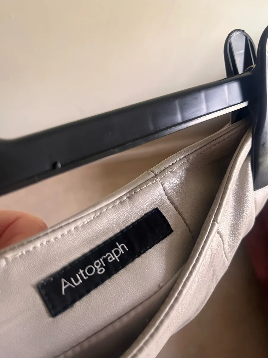 Autograph soft pale grey leather skirt - Image 3