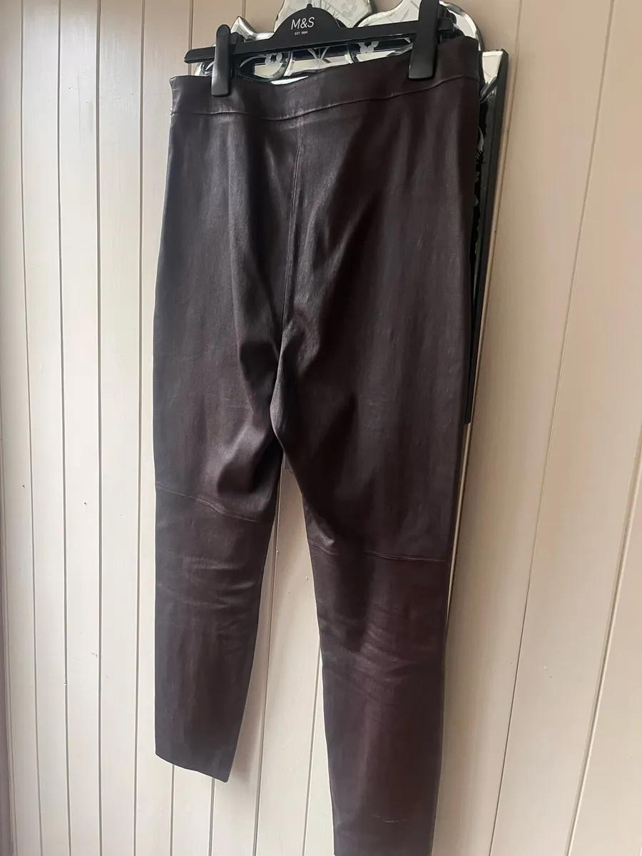 Jaeger Brown leather straight Trousers - Image 3