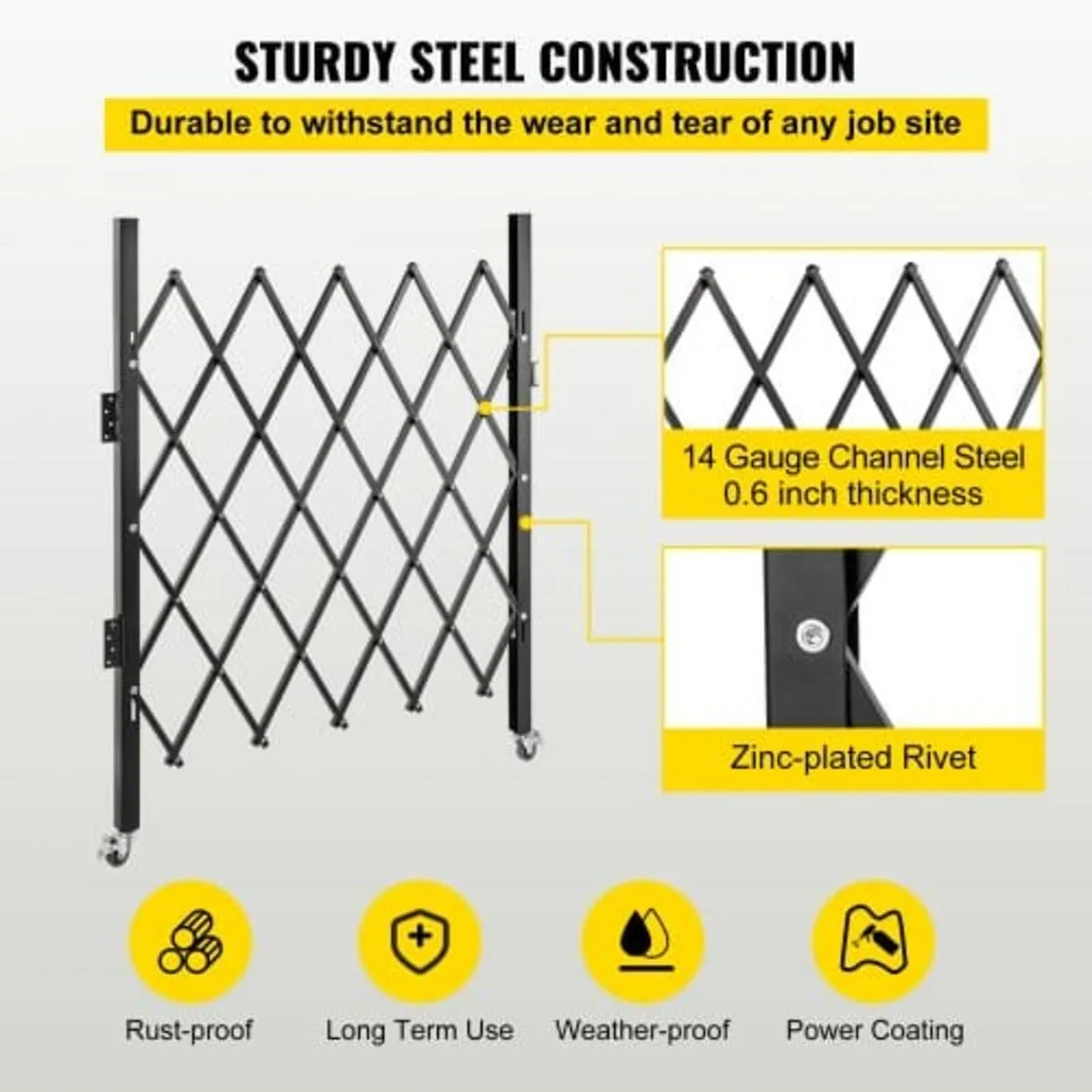 Single Folding Security Gate,170 × 131 cm(W × H)Fo - Image 3