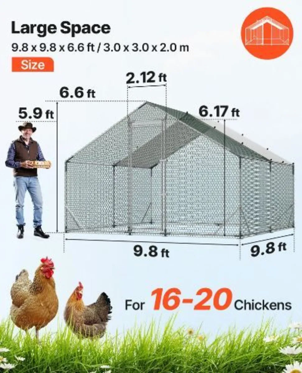 Large Metal Chicken Coop, 3 x 3 x 2 m - Image 3