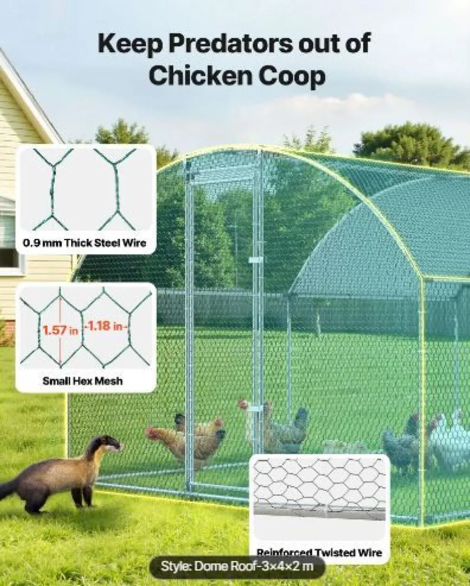 Large Metal Chicken Coop 3 x 3.97 x 2 m Walk-in - Image 2