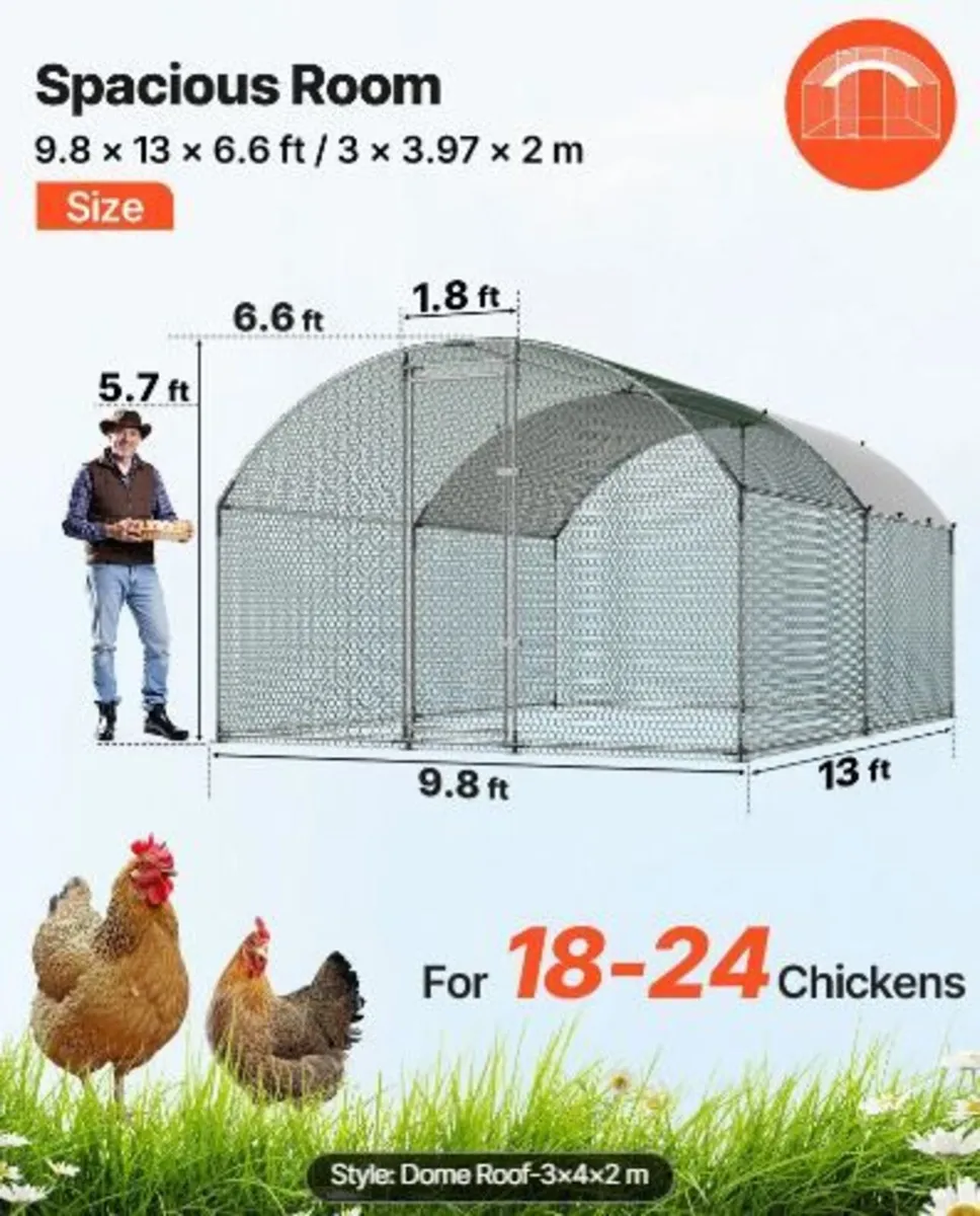 Large Metal Chicken Coop 3 x 3.97 x 2 m Walk-in - Image 4