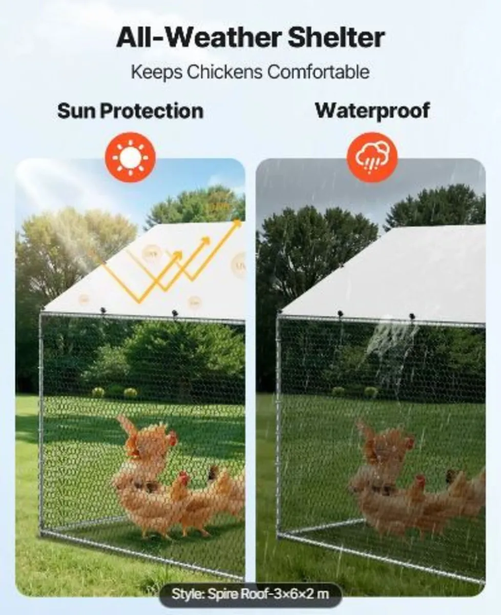 Large Metal Chicken Coop 3 x 5.95 x 2 m - Image 2