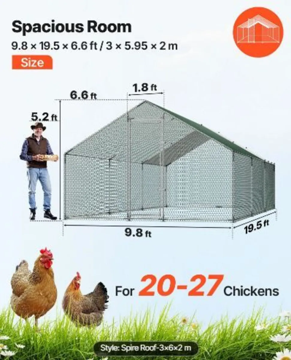 Large Metal Chicken Coop 3 x 5.95 x 2 m - Image 3