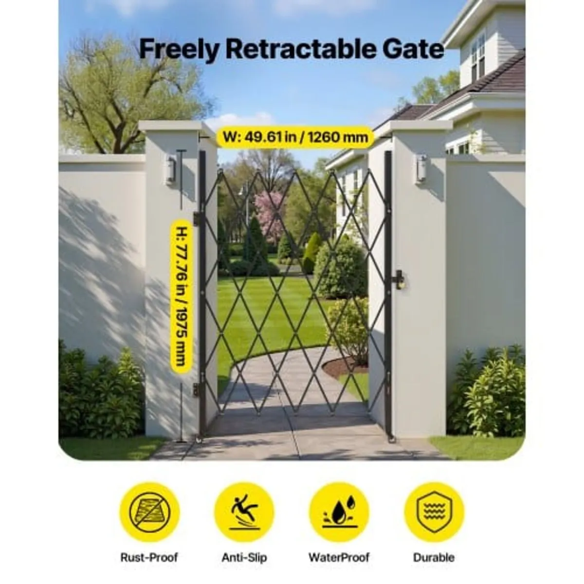 Single Folding Security Gate, Lockable Scissor Gat - Image 3