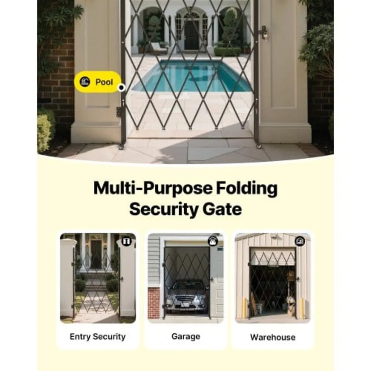 Single Folding Security Gate, Lockable Scissor Gat - Image 4