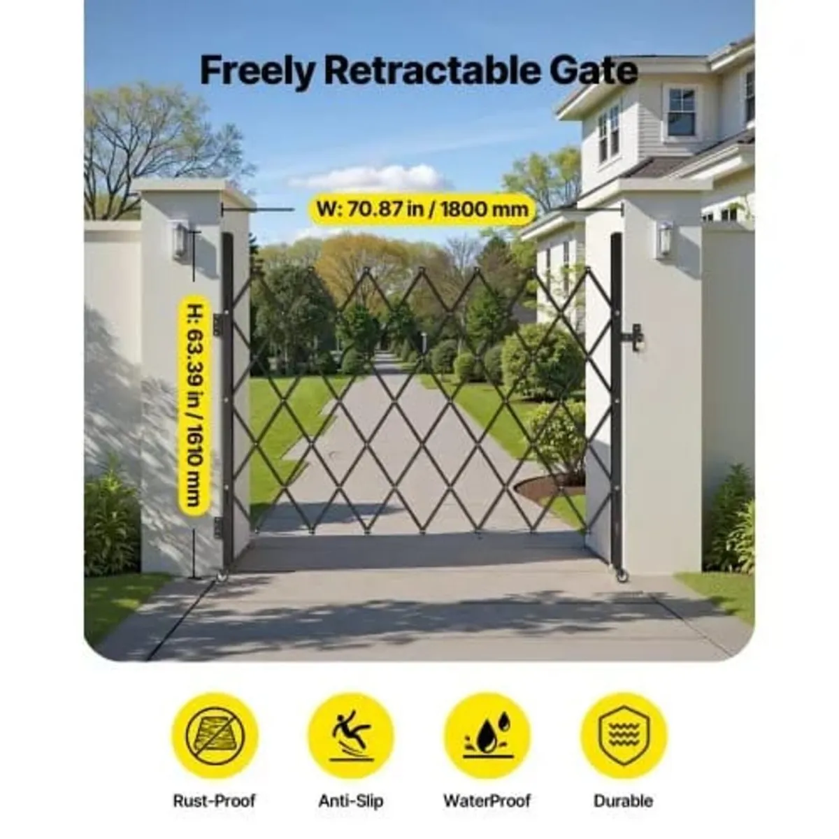 Single Folding Security Gate, Lockable Scissor Gat - Image 4