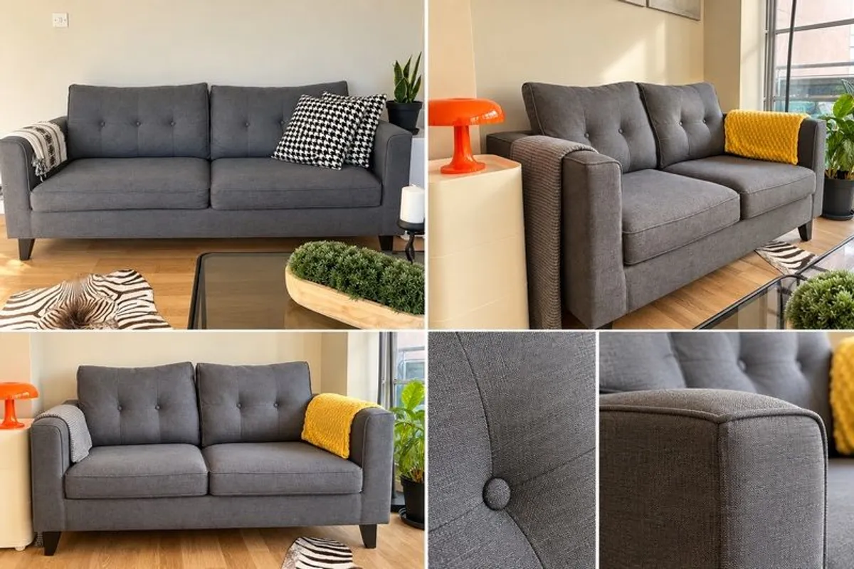 2 Grey Sofas in Excellent Condition Only 1 Year Old - Image 1