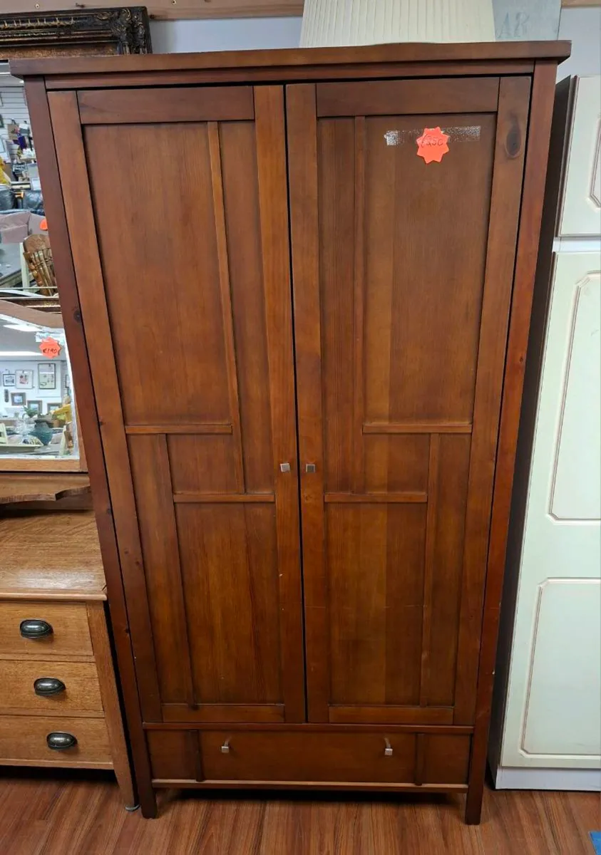 WOODEN WARDROBE 2 DOOR 1 DRAWER - Image 1