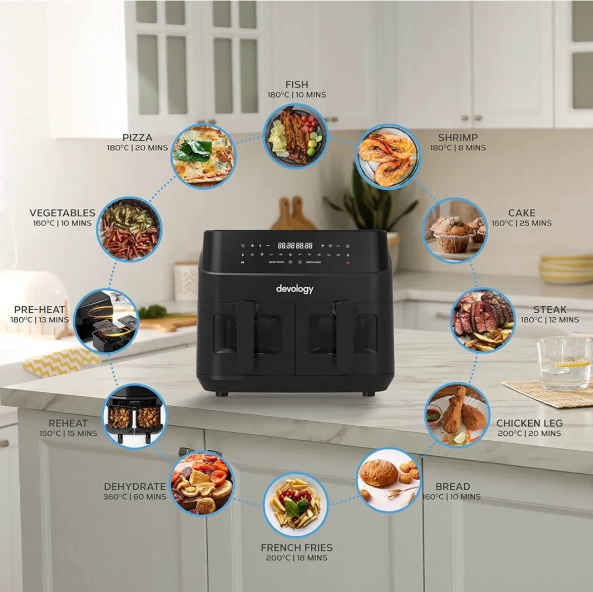 Devology Double Air Fryer 9L - Image 4