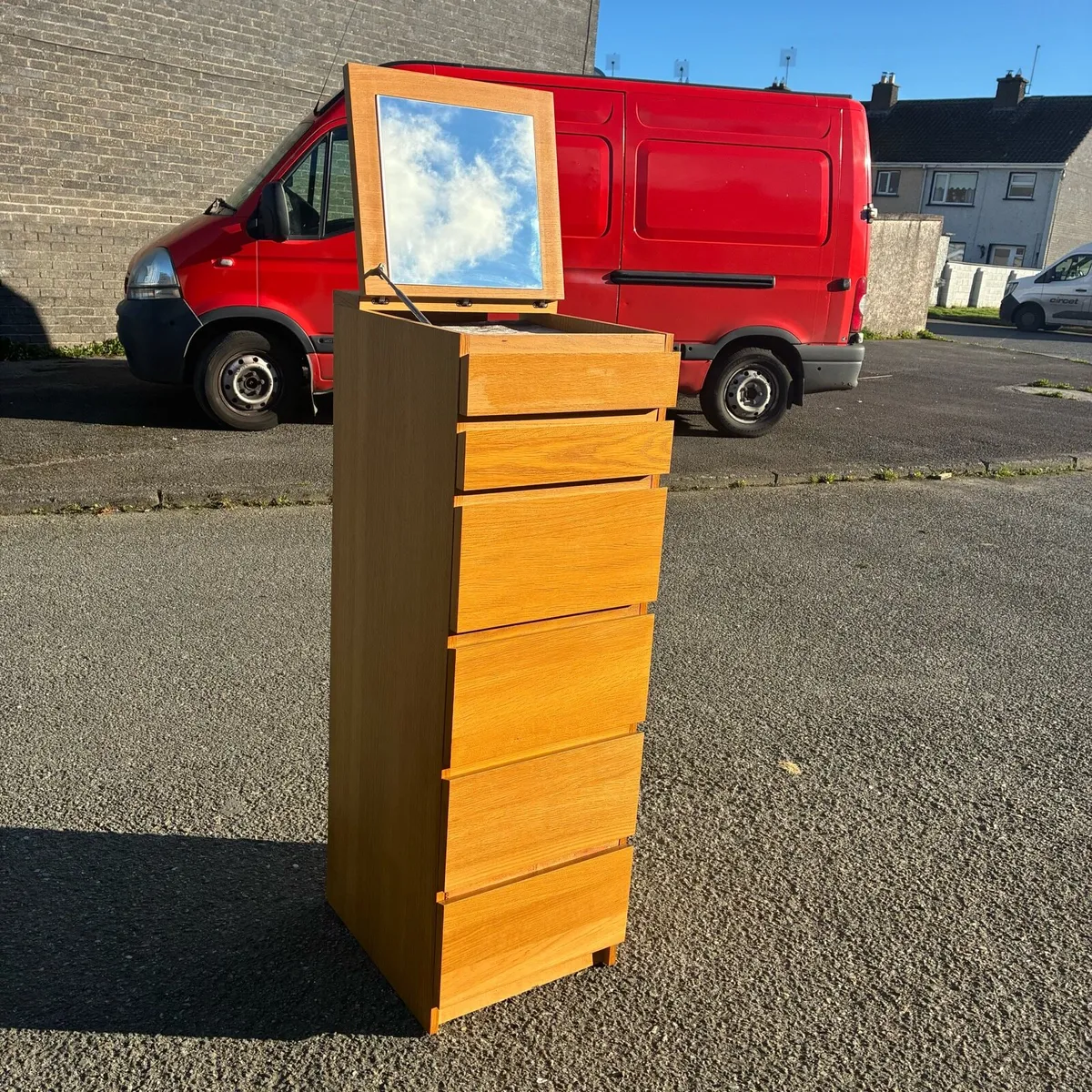 Tall boy Chest of Drawers with Mirror - Image 1