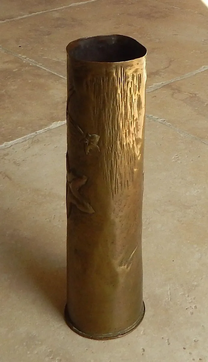 Vintage Brass Trench 75mm Art Artillery Shell - Image 2