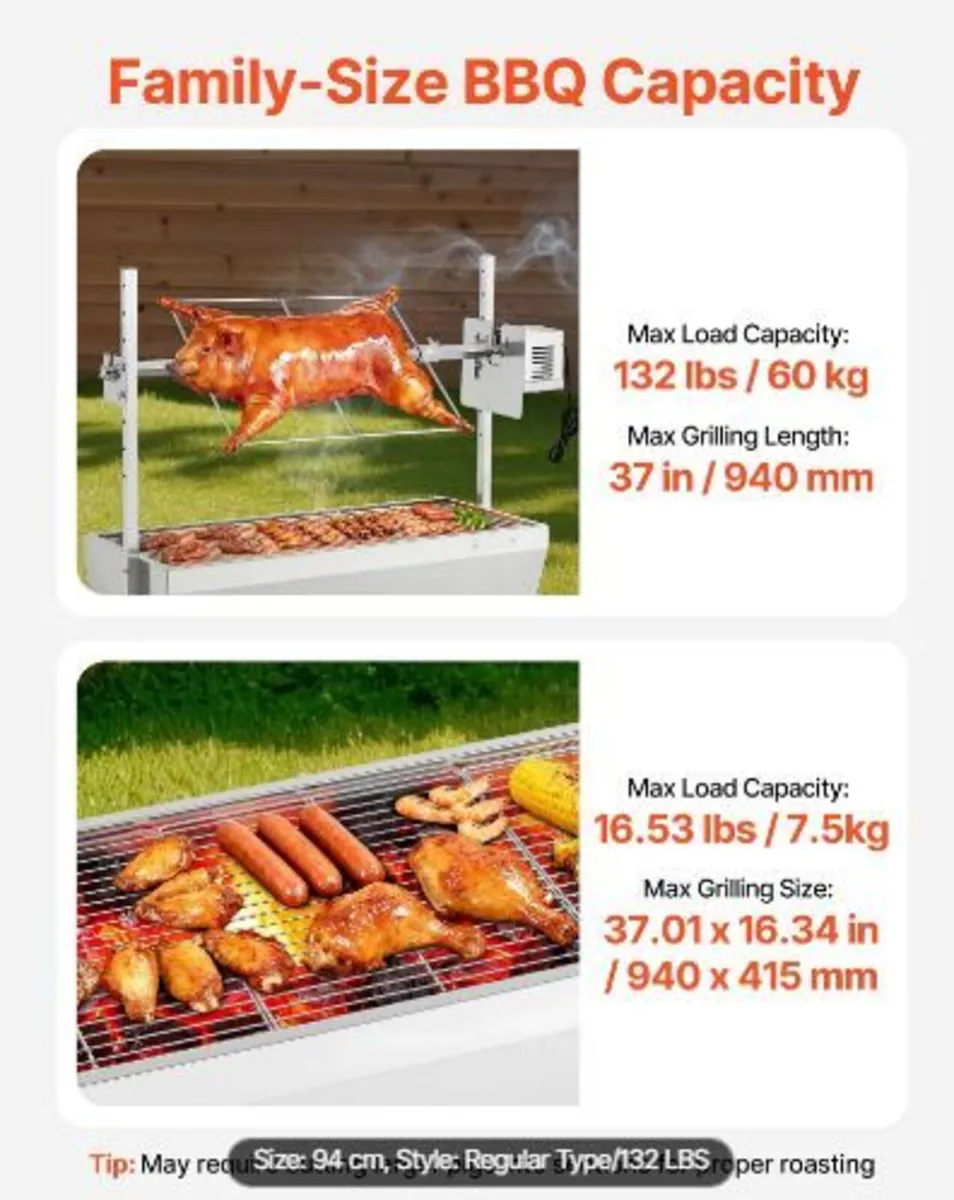 Rotisserie Grill, 38W BBQ Outdoor Pig & Lamb - Image 2