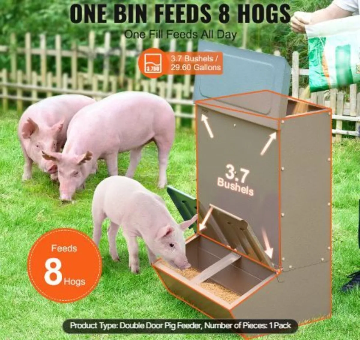 Hog Feeder, 3.7 Bushel Capacity - Image 2