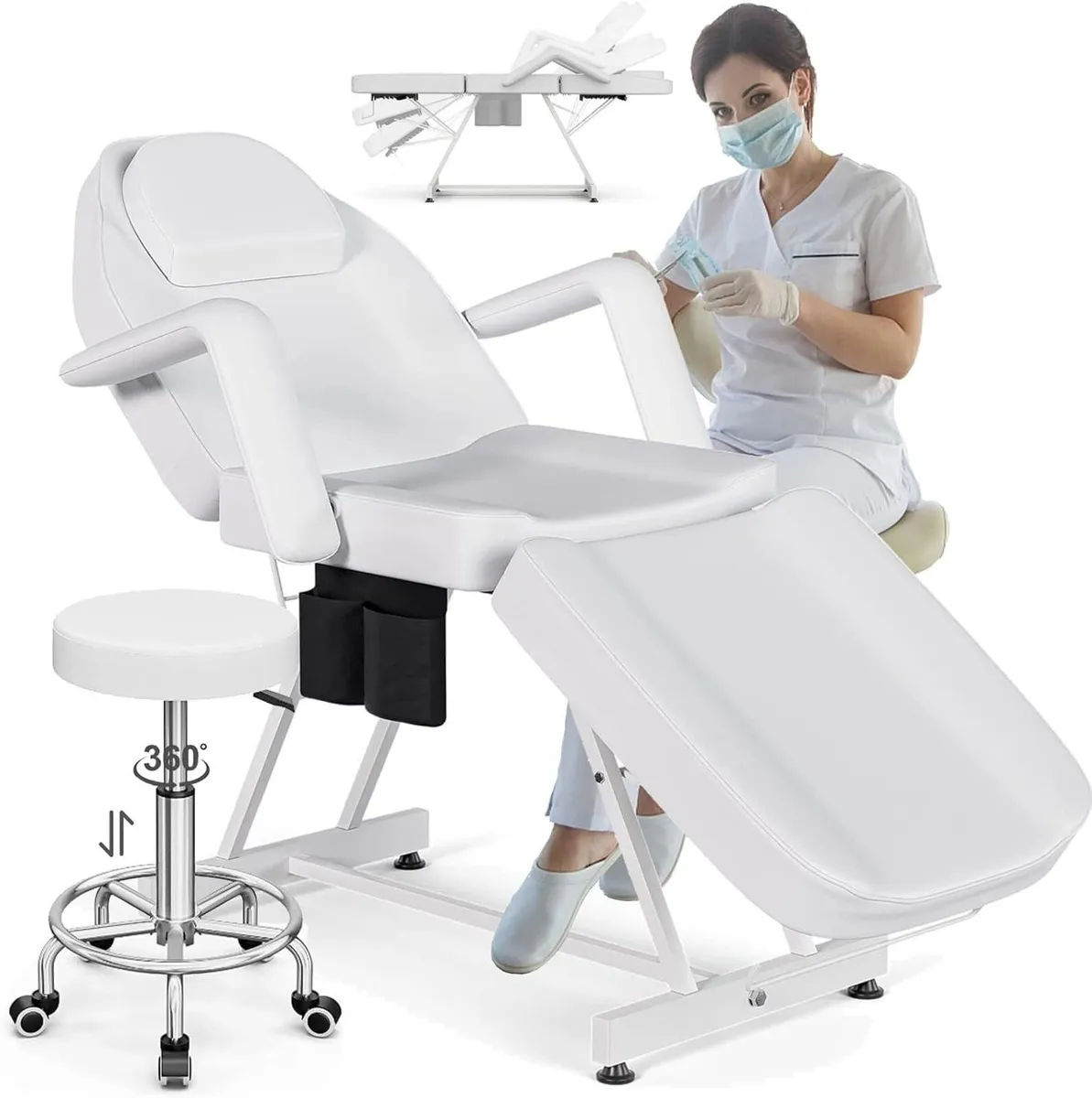 Massage Table with Hydraulic Stool and Headrest - Image 1
