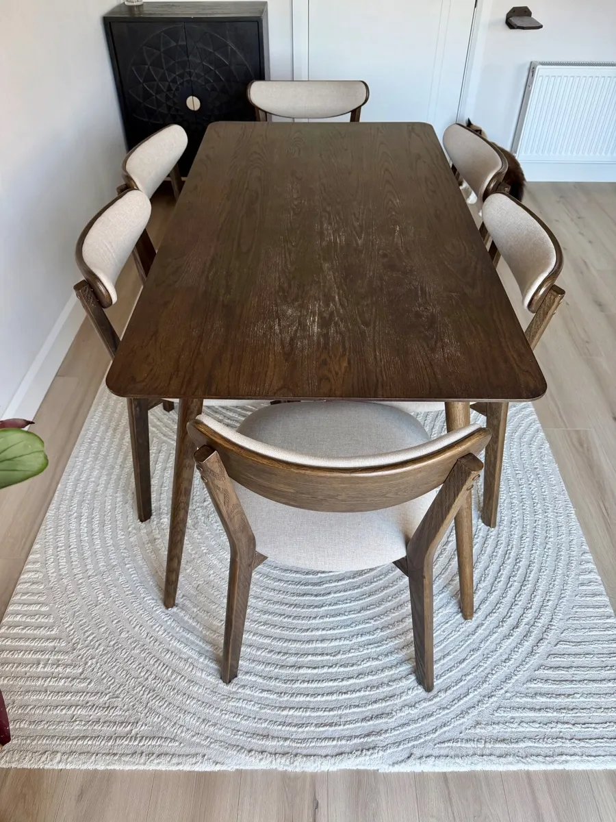 Dining table, chairs, bar stools, rug bundle - Image 3