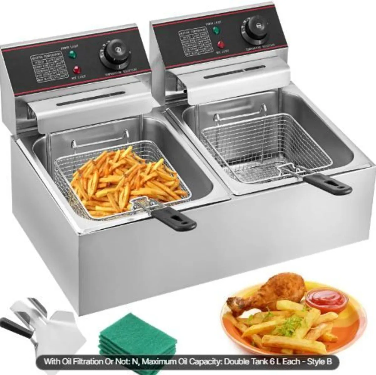Double Deep Fat Fryer Large 5000W - Image 4