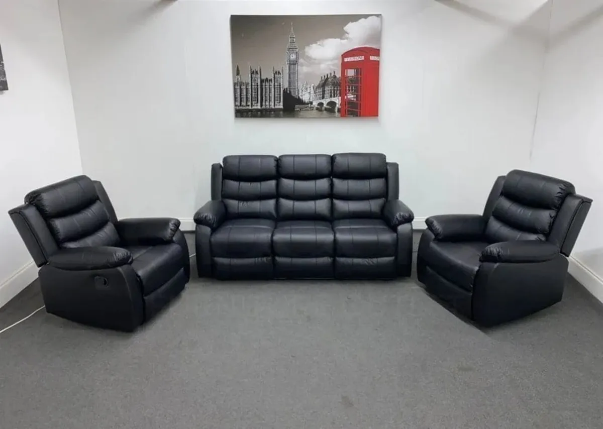 3+1+1 Roma Manual Leather Recliner Sofa Set - Image 1