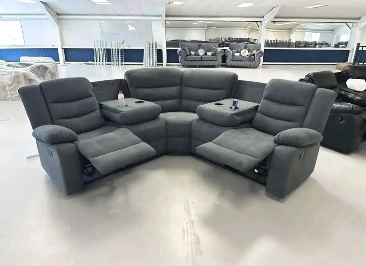 Roma Grey Fabric Manual Recliner Sofa - Image 4