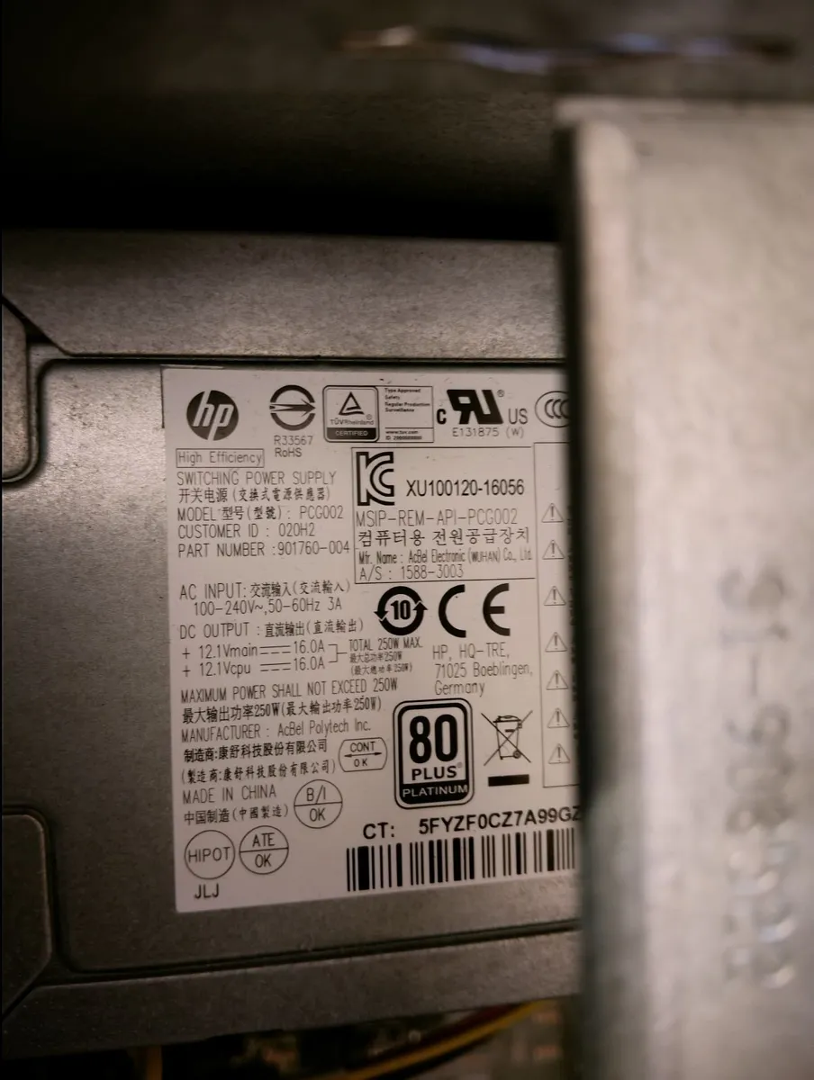 HP ProDesk 600 G3 MT (i5 6th Gen) and power cable - Image 4