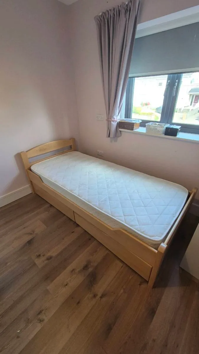 Single wooden bed frame with storage drawers - Image 2