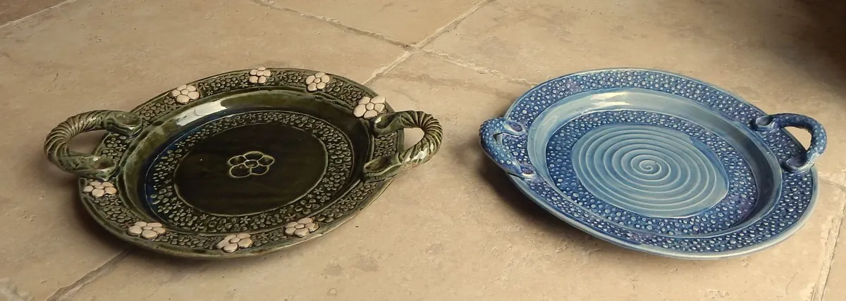 2 Handmade Ceramic Serving Platters - Image 1