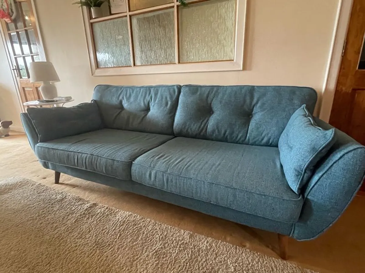 French Connection DFS Zinc Sofa Suite in Teal - 4 seater, 3 seater & Cuddler - Image 3