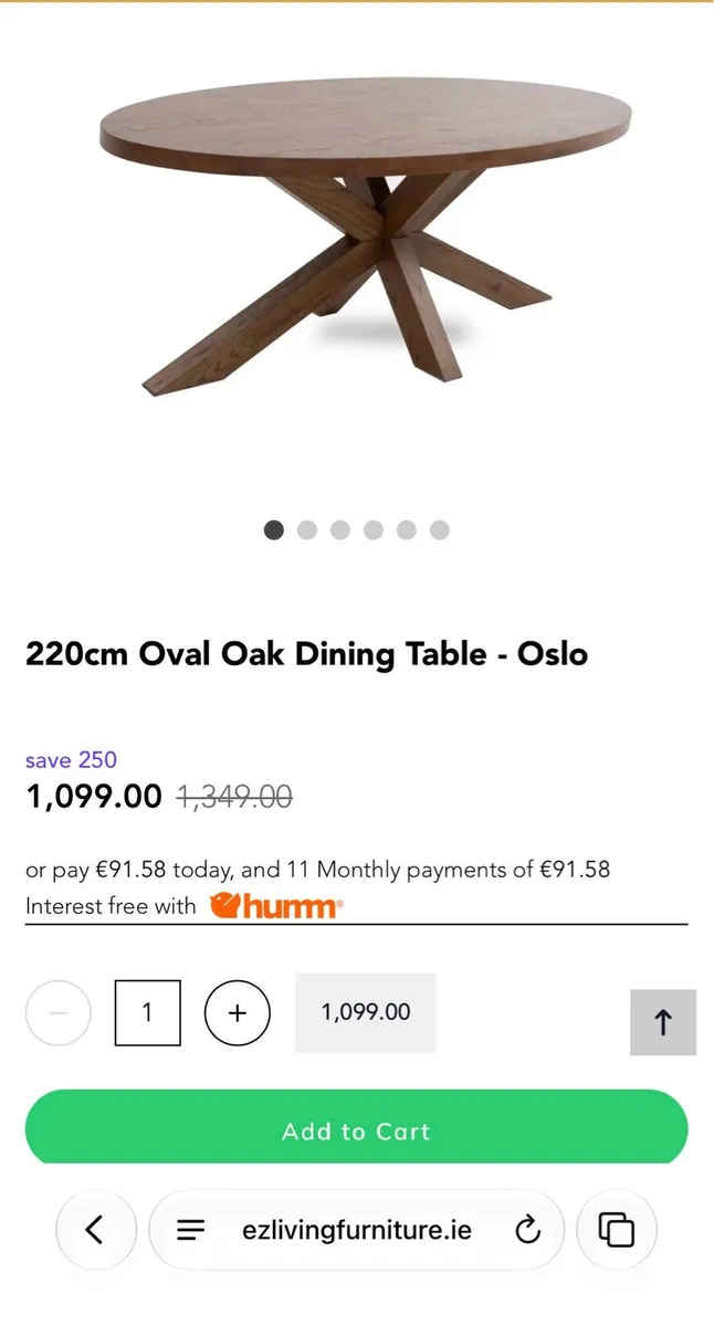 EZ Living 2.2m Oak Oval Dining Table - Image 4