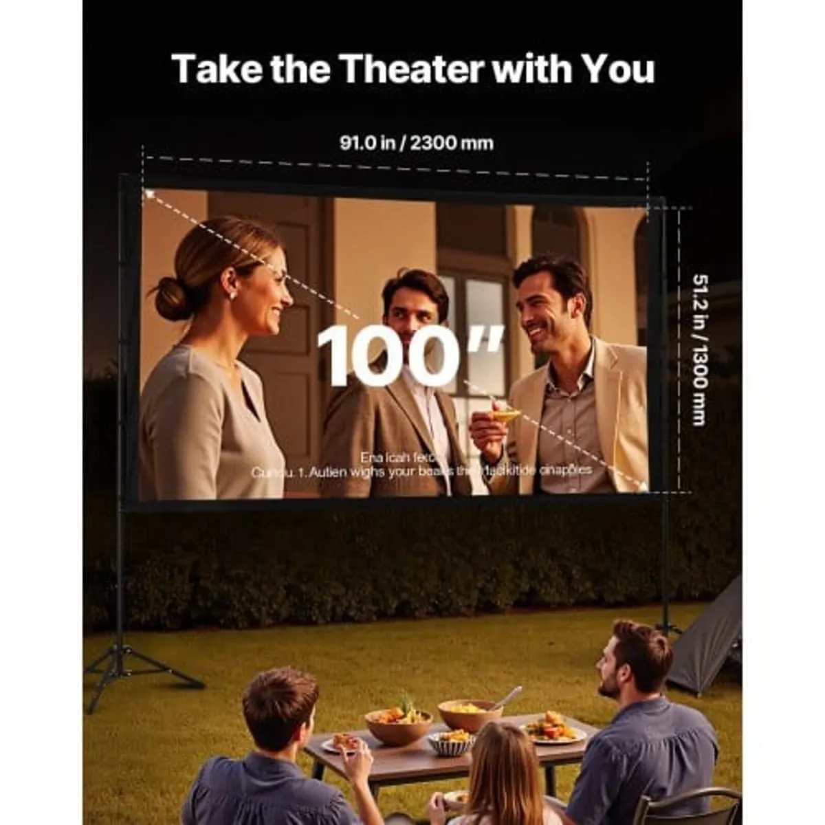 Projector Screen with Stand, 100 Inch 160° Wide An - Image 2