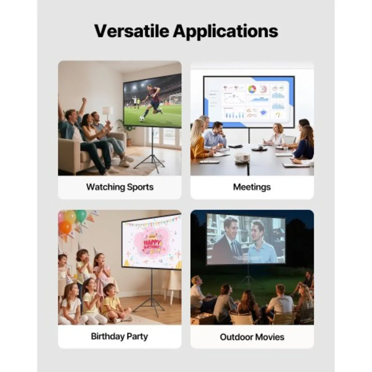 Projector Screen with Stand, 80 Inch 160° Wide Ang - Image 3