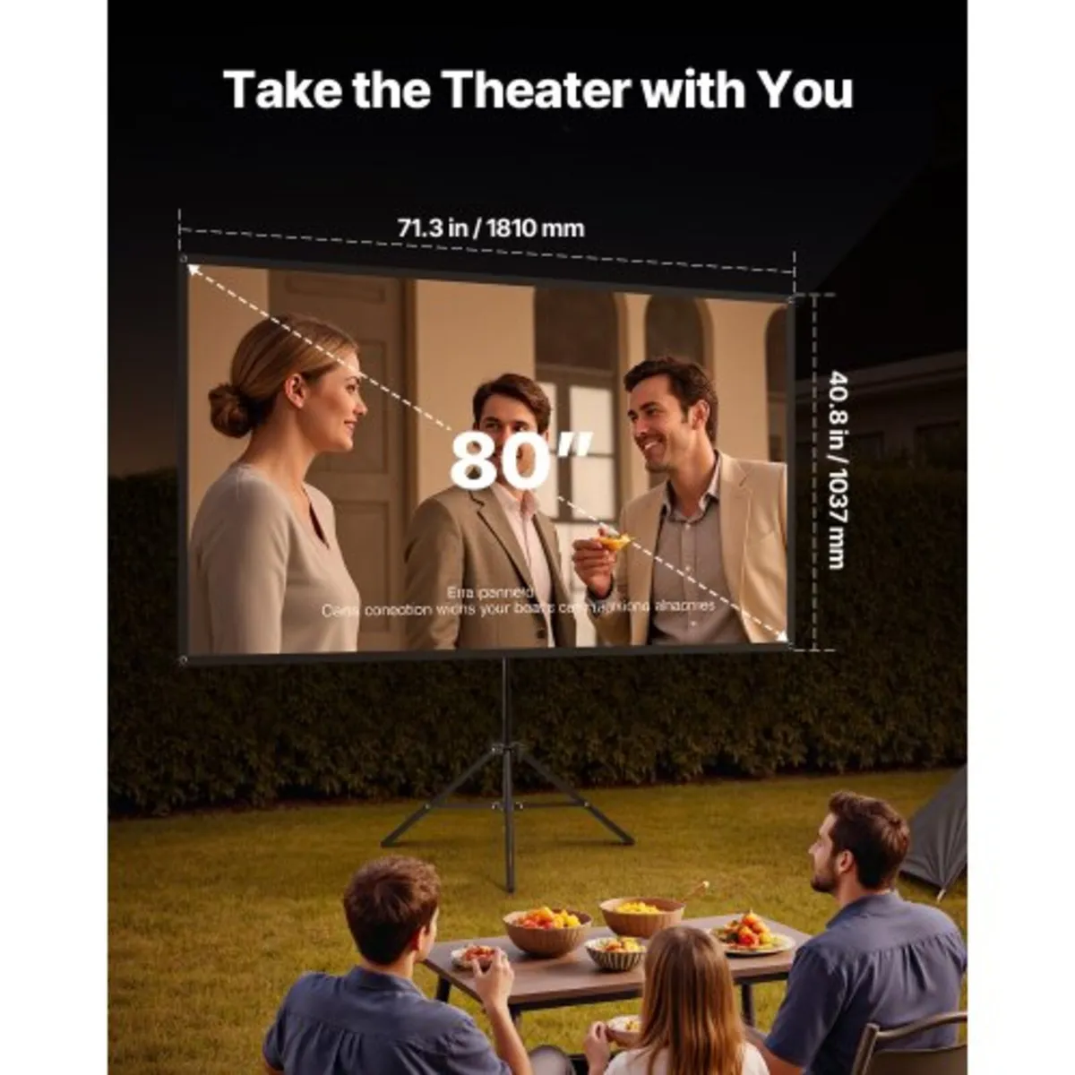 Projector Screen with Stand, 80 Inch 160° Wide Ang - Image 4