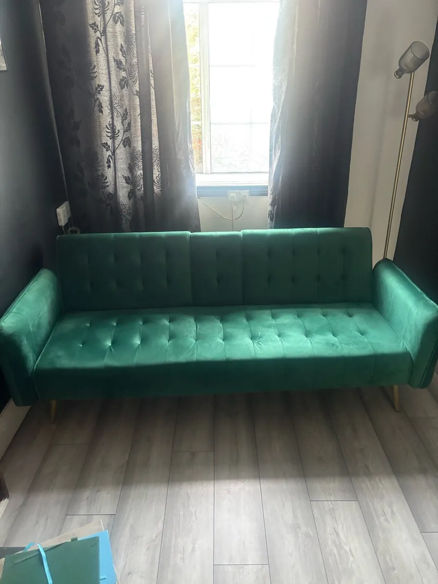 Tudor Green Velvet Sofa Bed - Image 1
