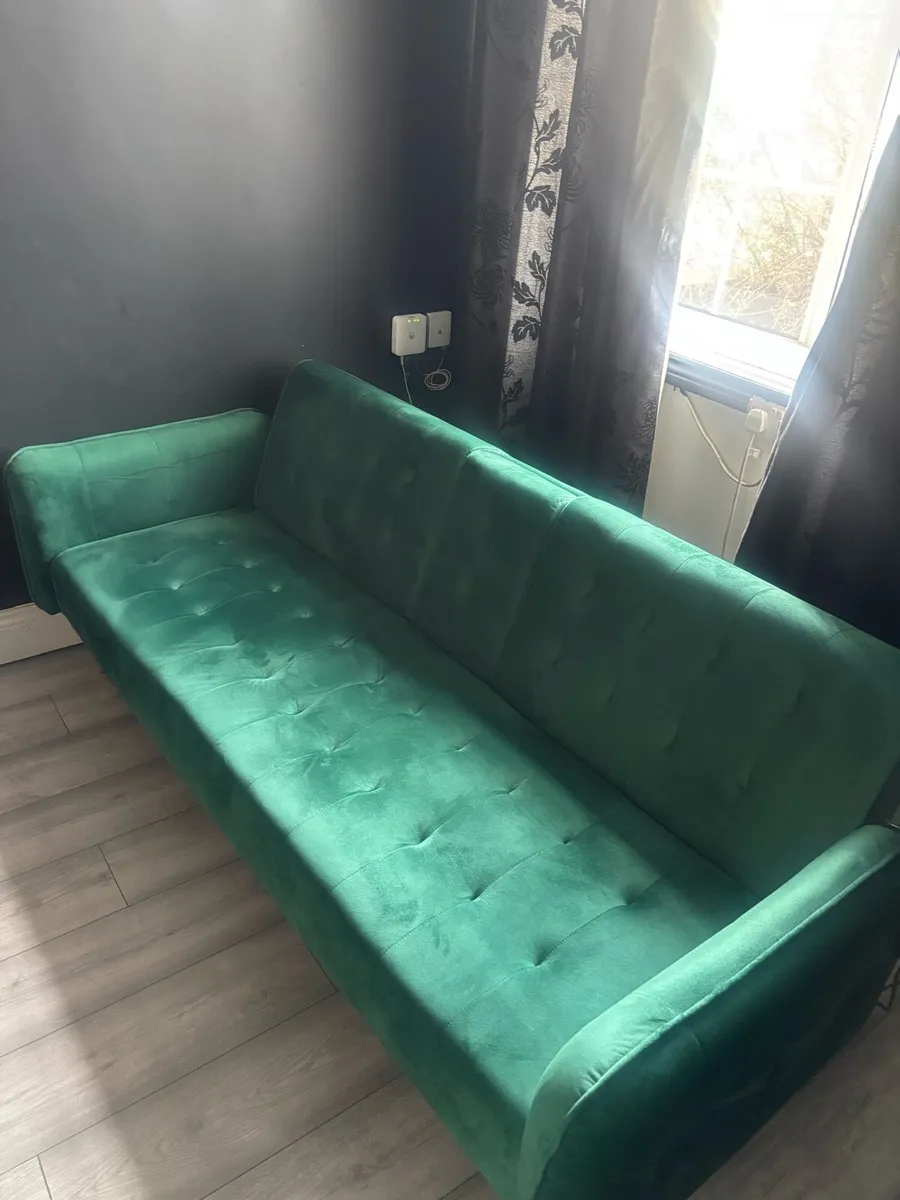 Tudor Green Velvet Sofa Bed - Image 2
