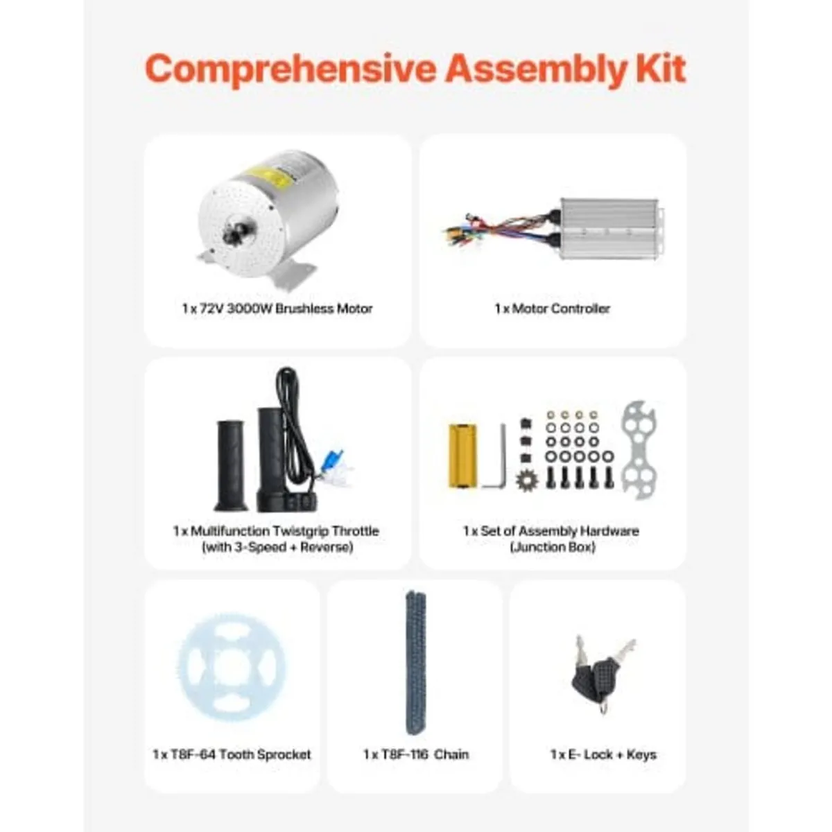 3000W Electric Brushless DC Motor Kit - 72V 4900rp - Image 3