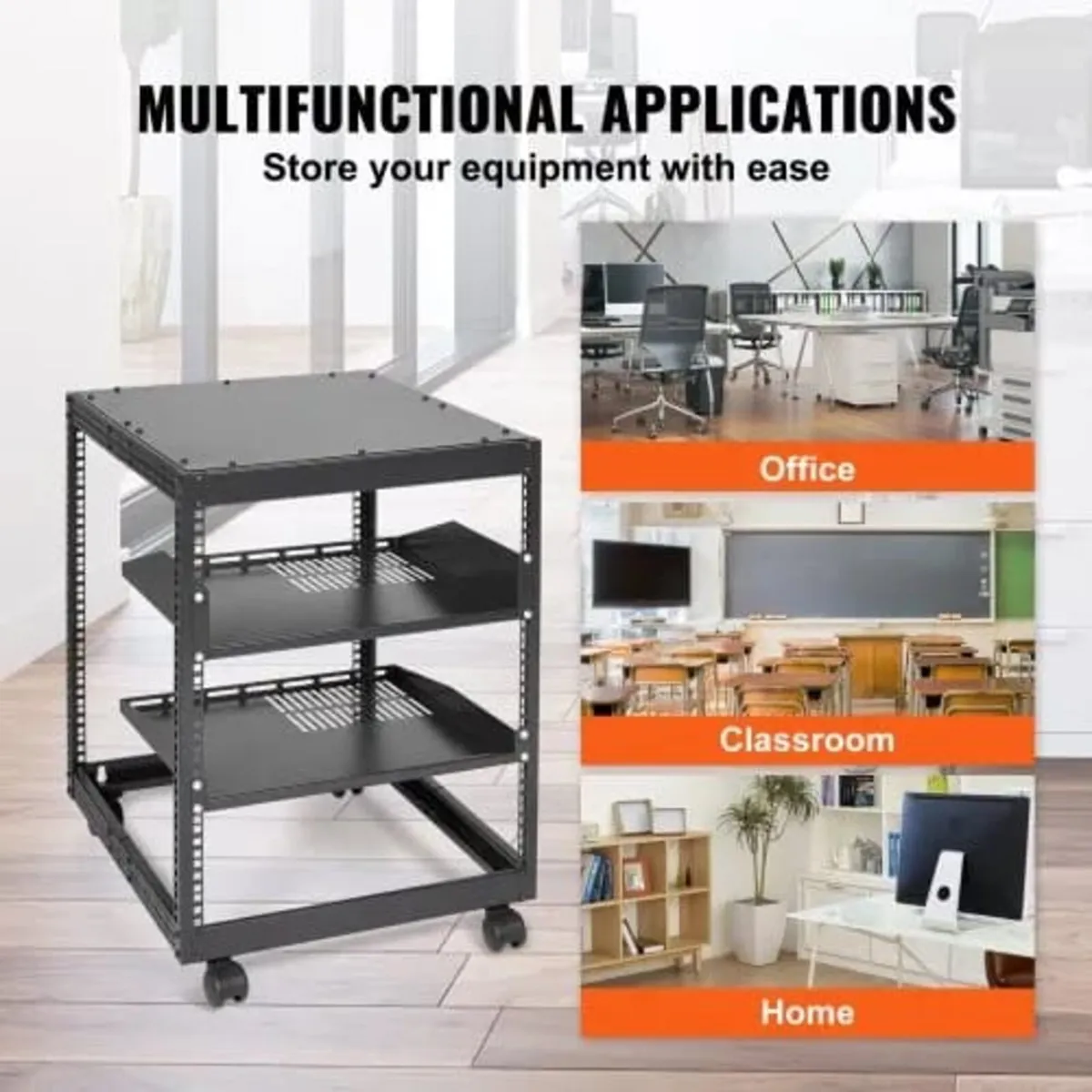 12U Open Frame Server Rack, 58.5-101.6cm Adjustabl - Image 3