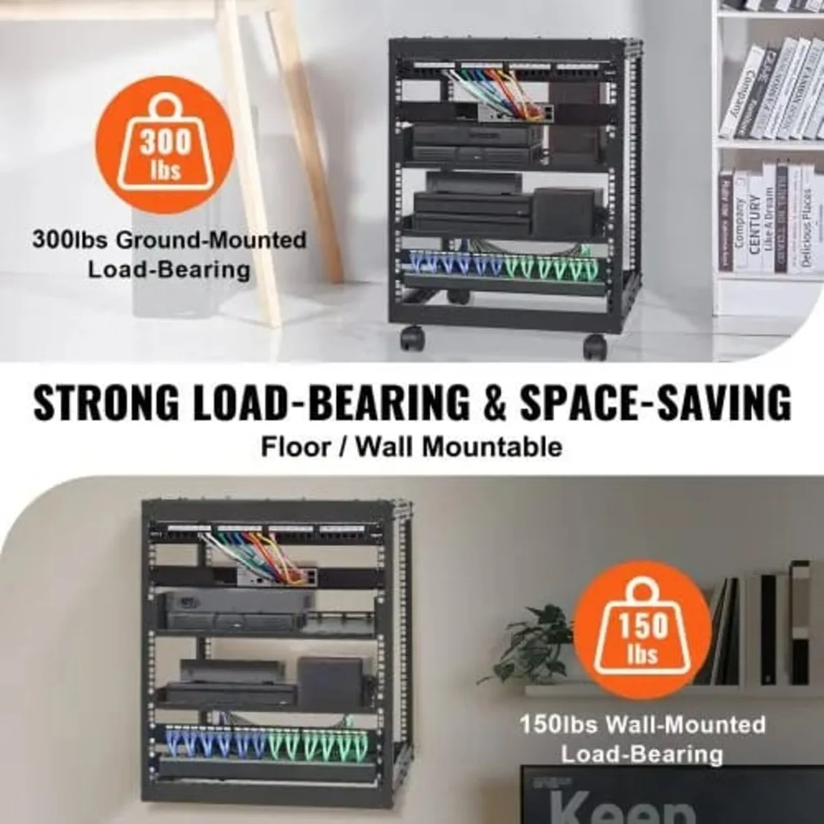 12U Open Frame Server Rack, 58.5-101.6cm Adjustabl - Image 4