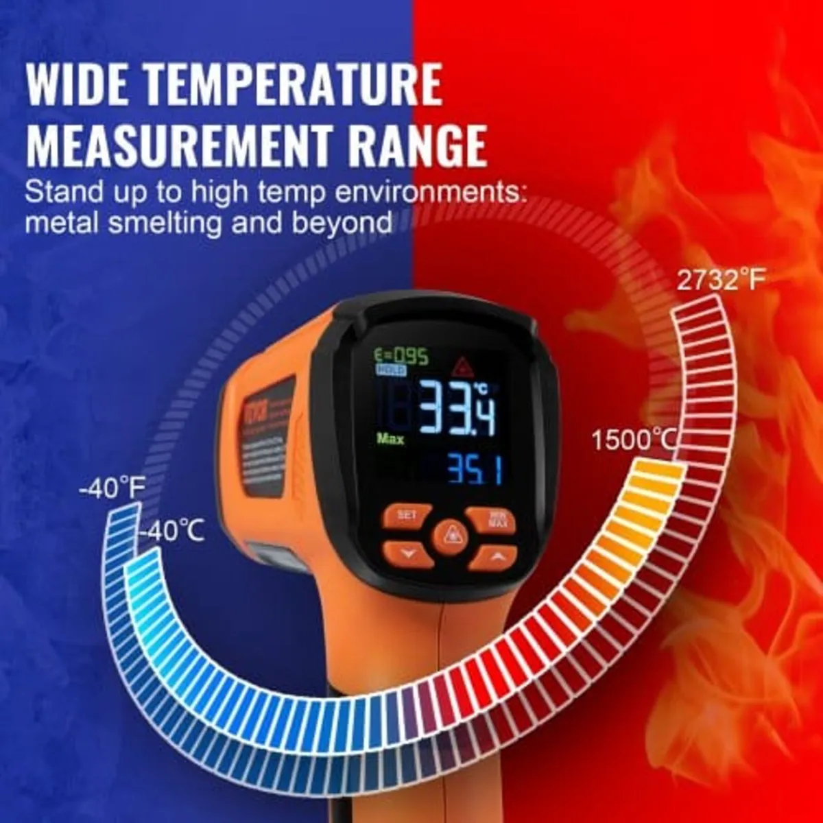 Infrared Thermometer, -40~2732°F Dual Laser Temper - Image 2