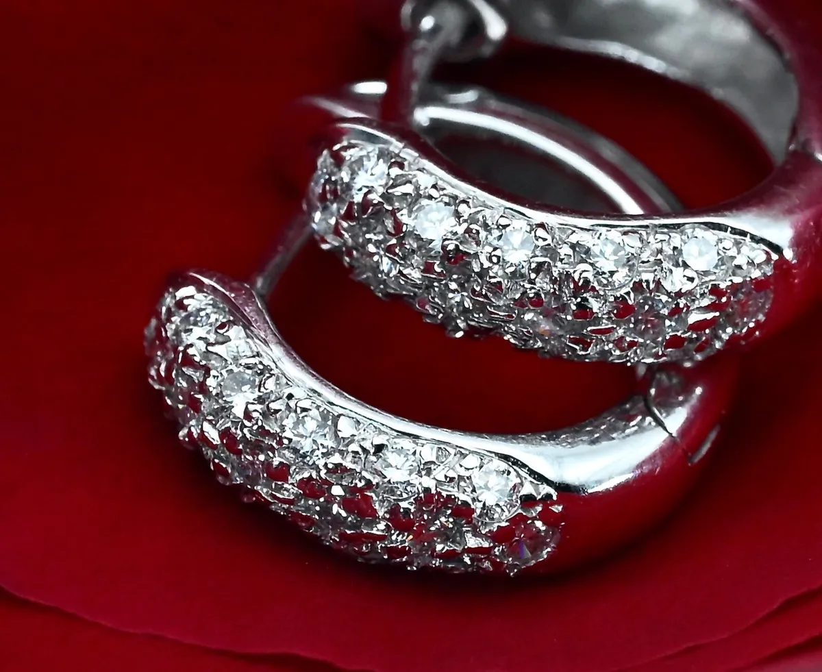 Vintage 1960s Half Hoop Diamond Earrings - Image 1