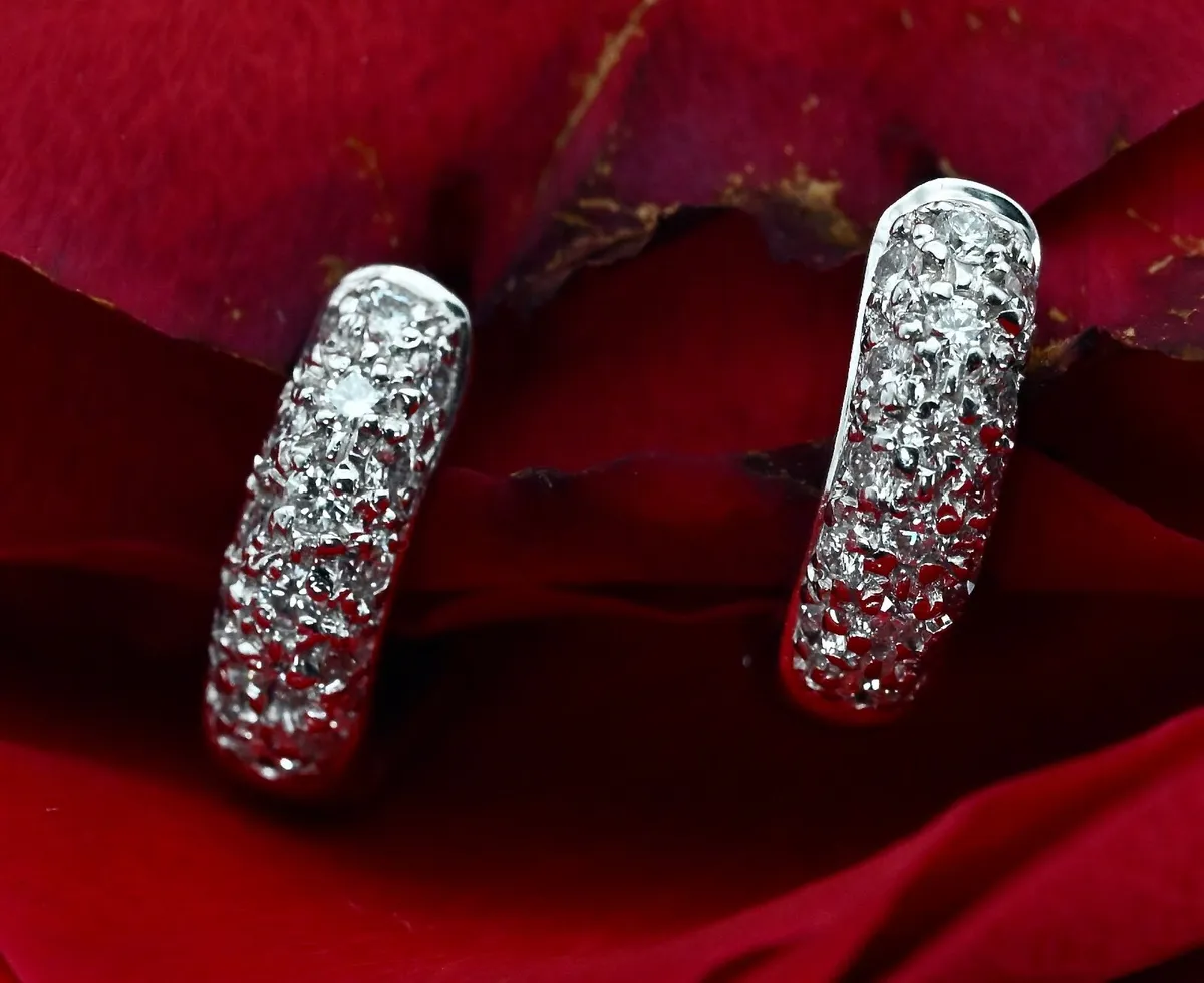 Vintage 1960s Half Hoop Diamond Earrings - Image 4