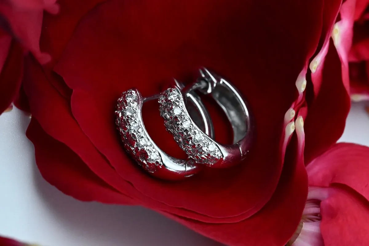 Vintage 1960s Half Hoop Diamond Earrings - Image 2