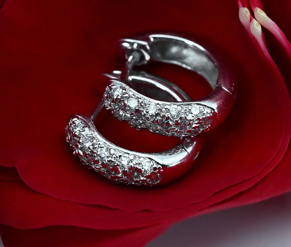 Vintage 1960s Half Hoop Diamond Earrings - Image 3