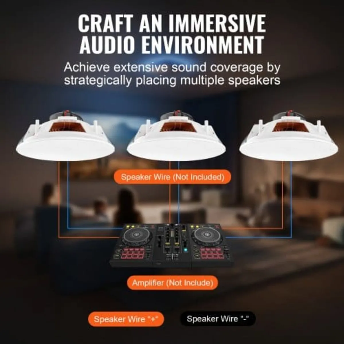 4PCs 8 in/20.3 cm Ceiling Speakers 100W Flush Moun - Image 4