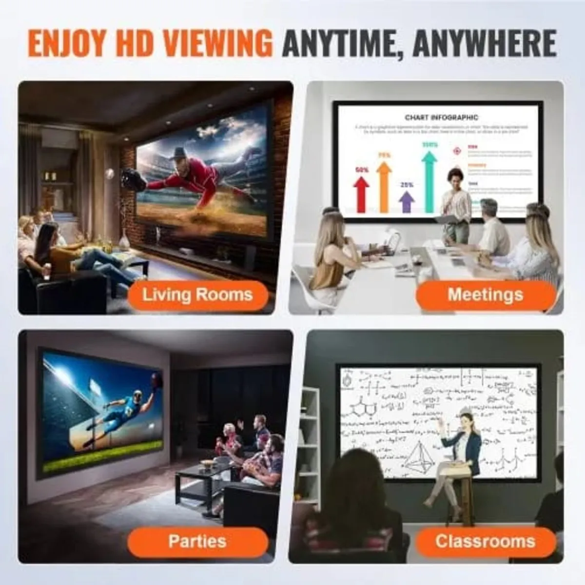 110Inch Diagonal Projector Screen 16:9 4K HD Proje - Image 3